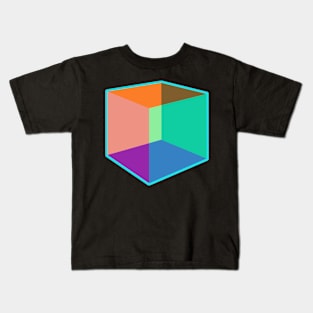 Color Cube Pattern on Blue Kids T-Shirt
